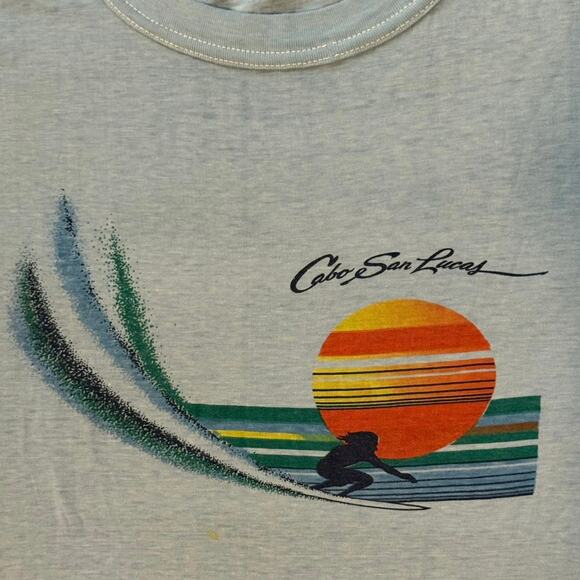 Vintage 80s Cabo San Lucas Surfer Beach Single Stitch Sleeveless Shirt Adult Med - Picture 3 of 5